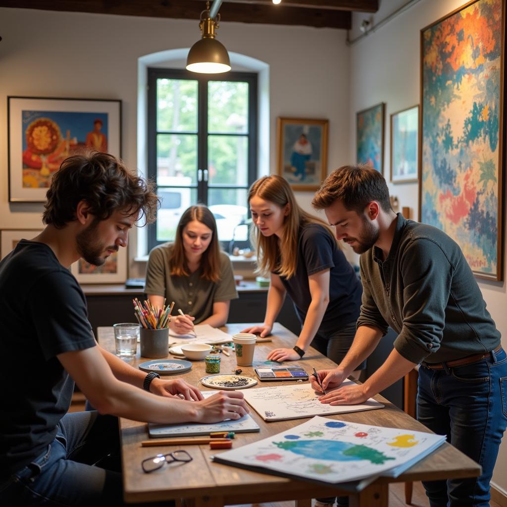 Artists Collaborating in Studio: Community Support