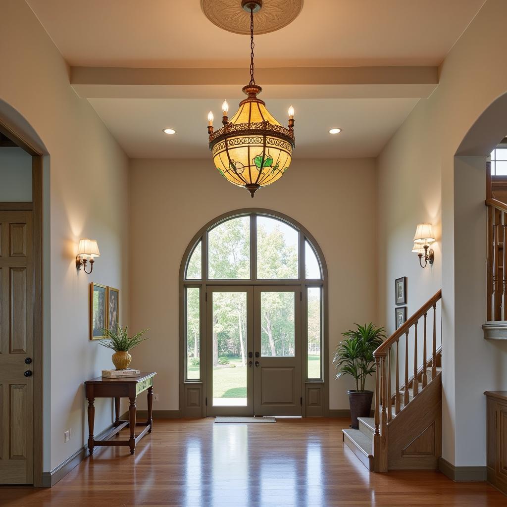 Arts and Crafts Chandelier in an Entryway