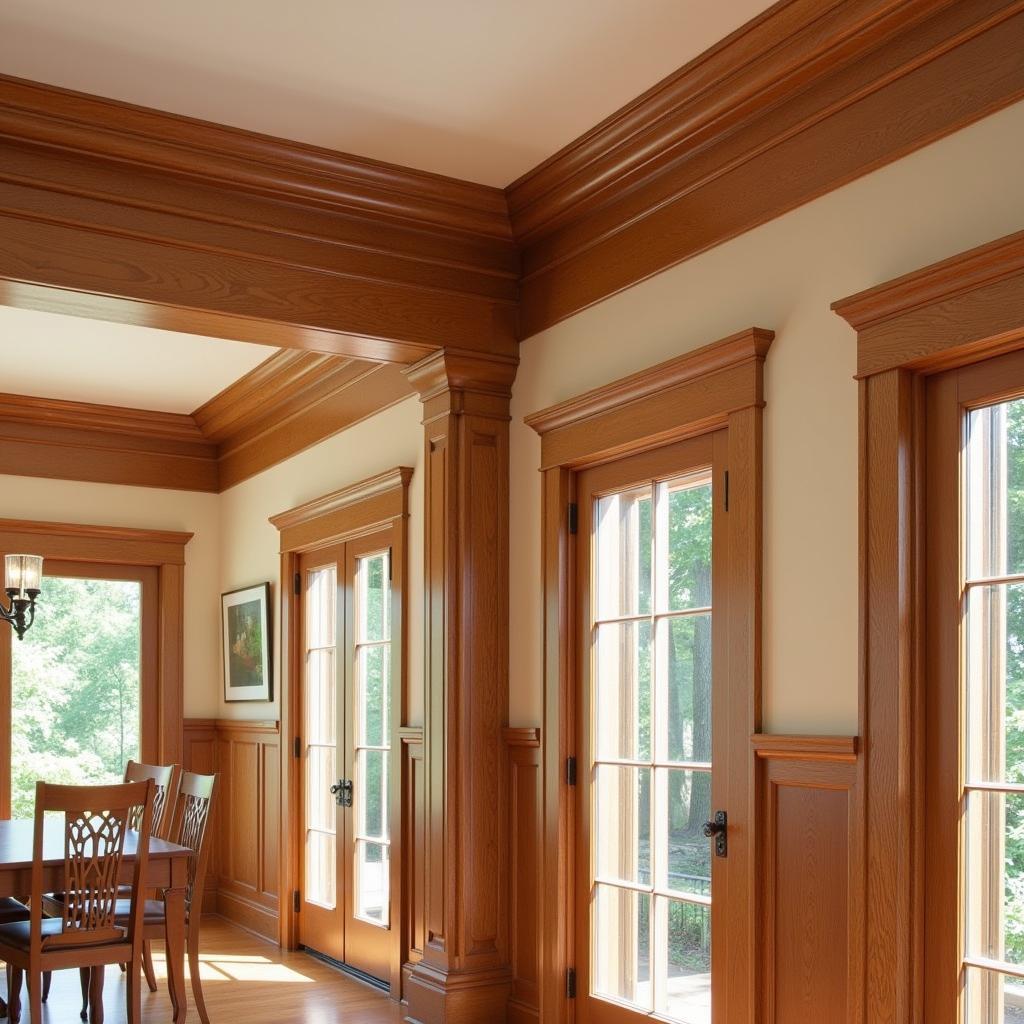 Arts and Crafts Crown Molding in Oak Wood