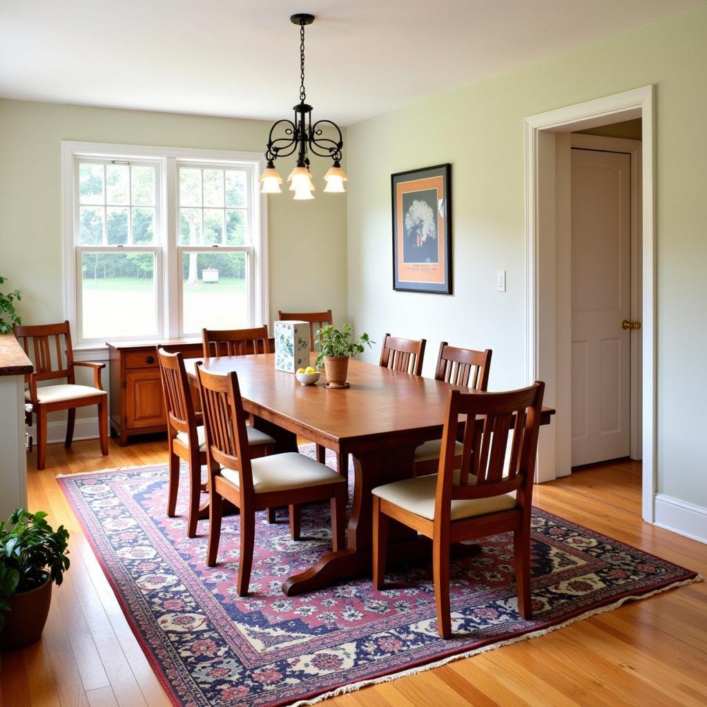 Arts and Crafts dining area with a rug