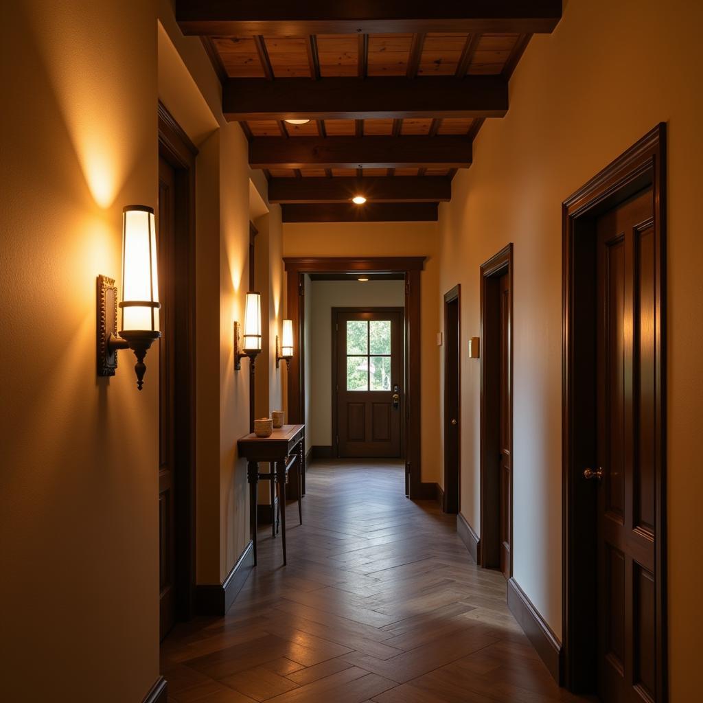 Arts and Crafts Wall Sconces in a Hallway