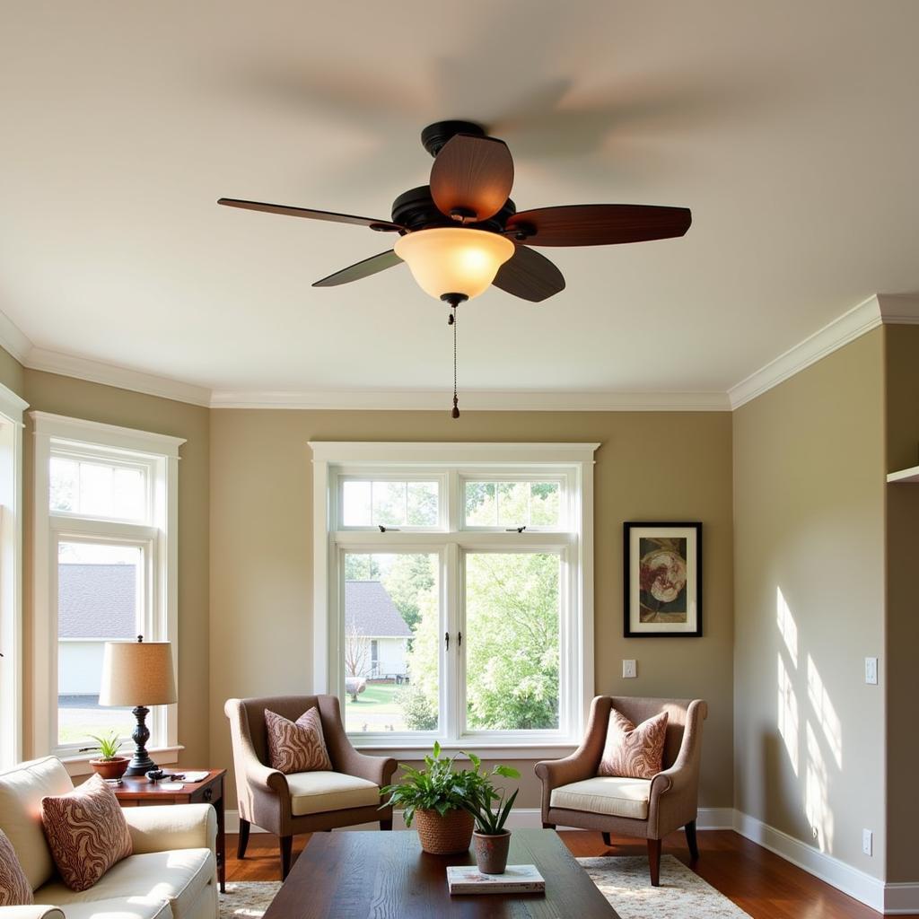 Arts & Crafts Ceiling Fan in a Living Room Setting