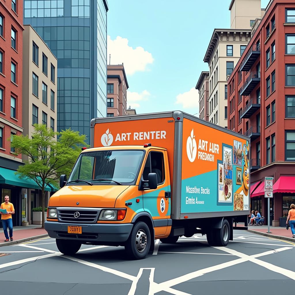 Art Rental Delivery Truck in City