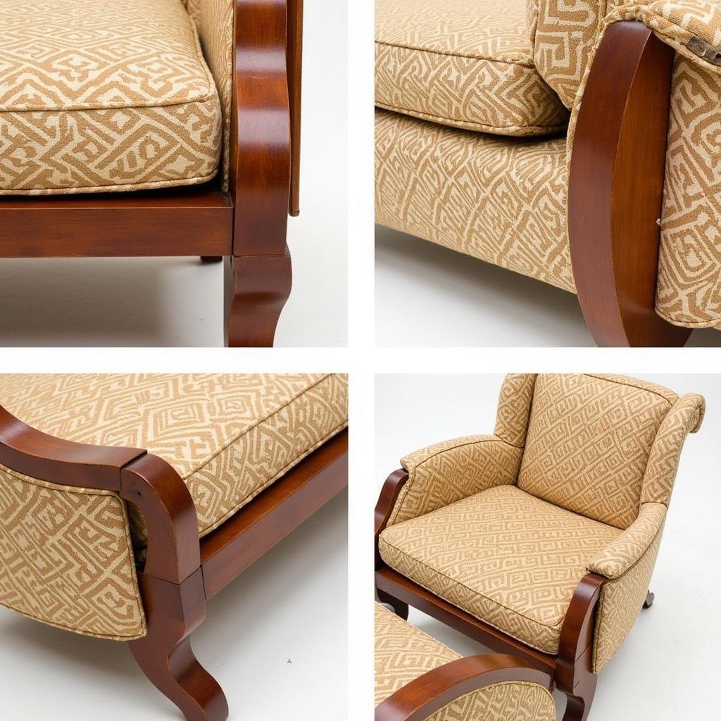 Detailed view of authentic art deco chaise lounge features.