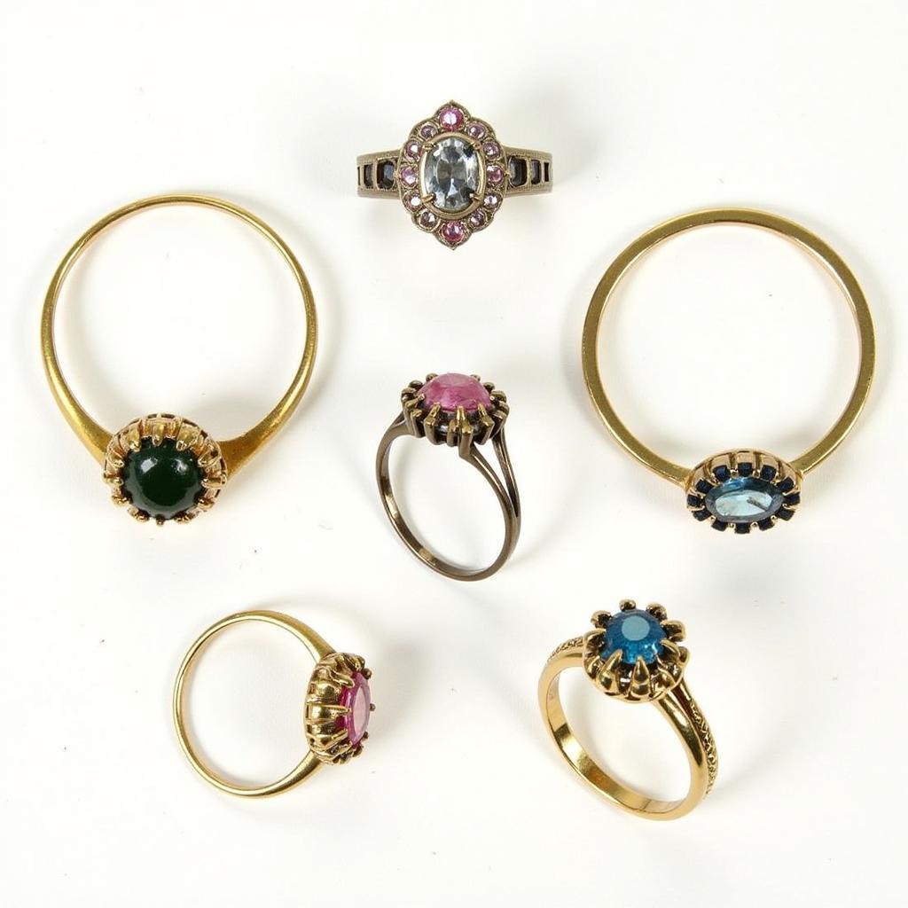 Authentic Art Deco flower rings featuring hallmarks and distinct era-specific design elements.