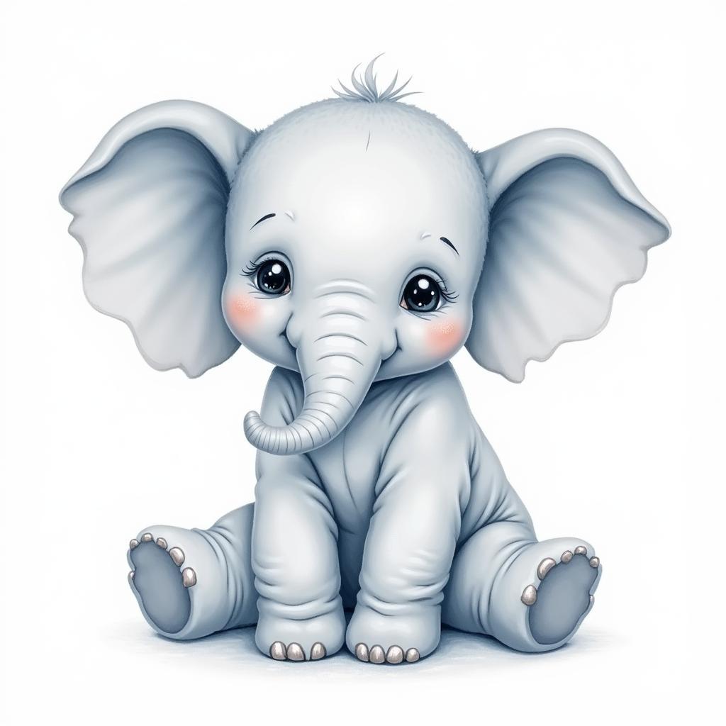 Baby Elephant Watercolor Canvas