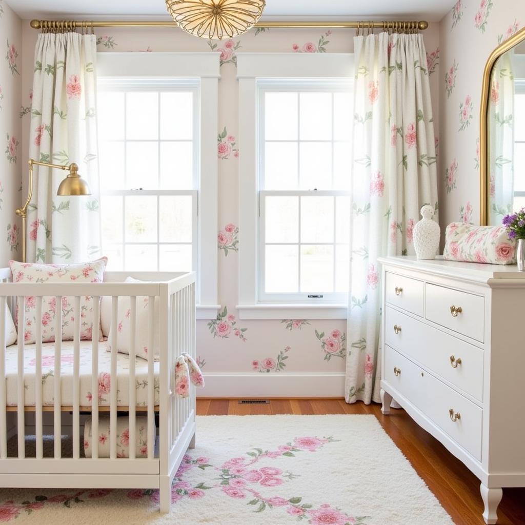 Baby Girl Nursery with Floral Theme