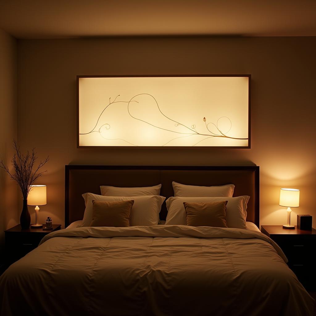 Calming Backlit Wall Art in a Bedroom