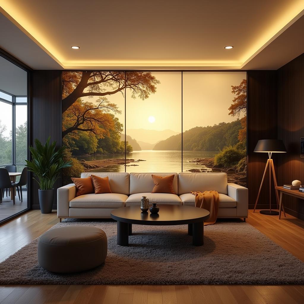 Backlit Wall Art in a Modern Living Room