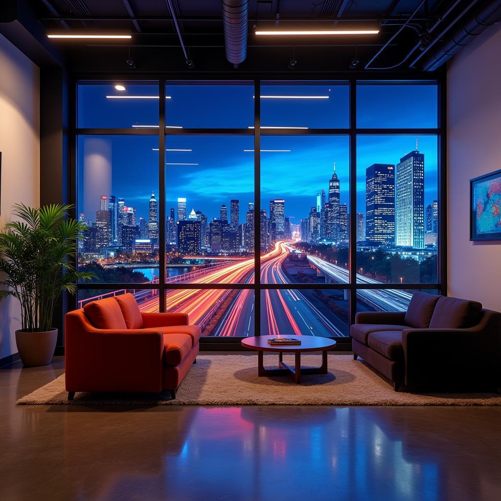 Modern Backlit Wall Art in an Office Setting