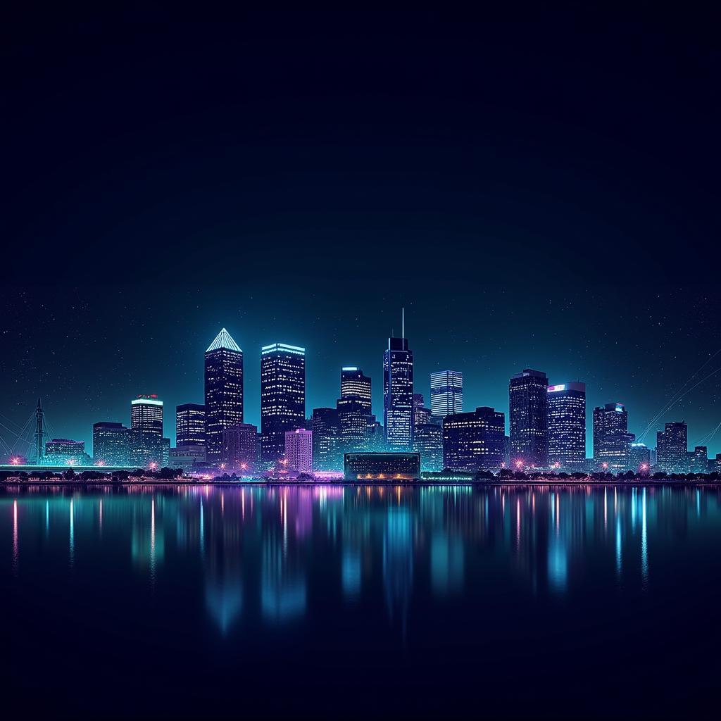 Generative Art Depicting Baltimore Skyline at Night