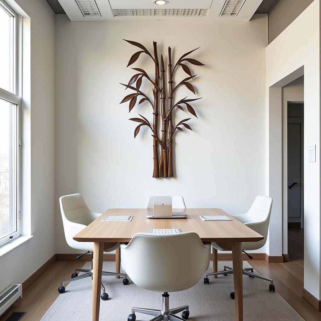 Bamboo Wall Art Metal in an Office Setting