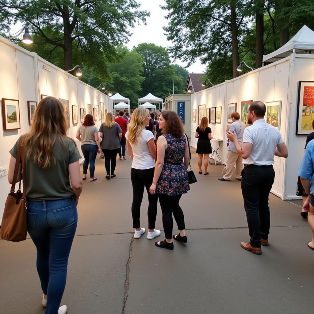 Attendees Enjoying Art at the Bangor Sidewalk Art Festival