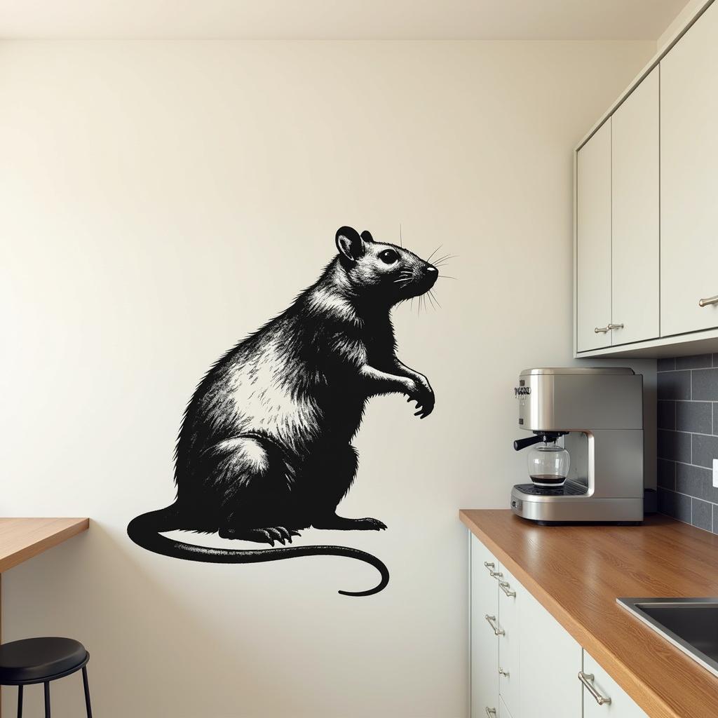 Banksy Rat Wall Sticker in Kitchen