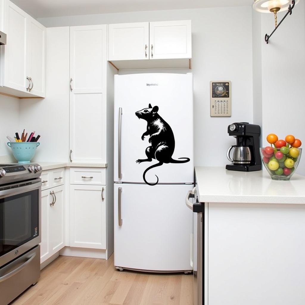 Banksy Rat Wall Sticker in a Modern Kitchen