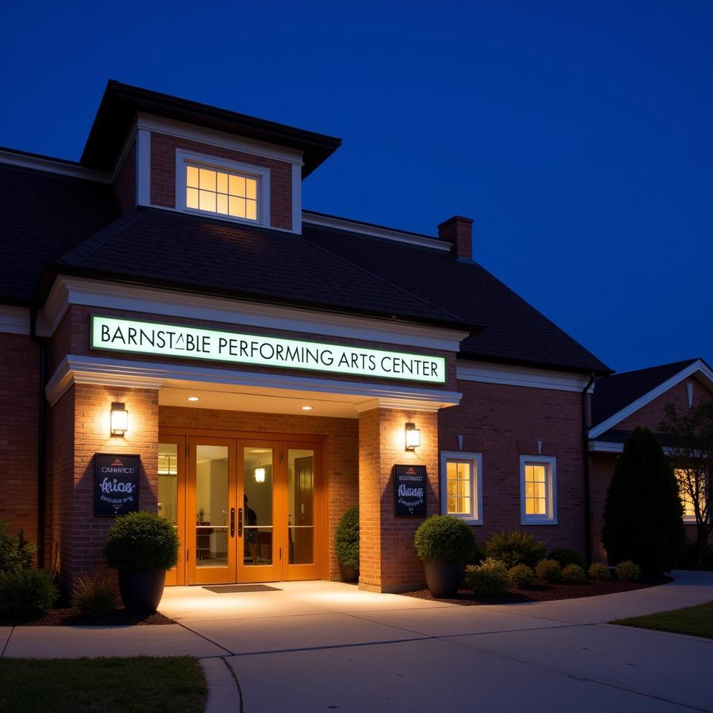 Barnstable Performing Arts Center exterior view at night