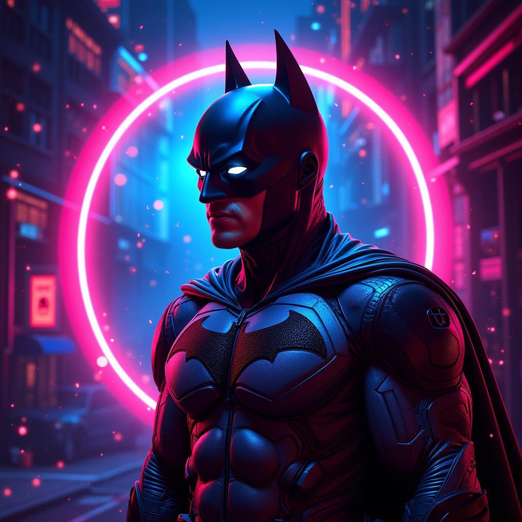 Batman Pop Art: Digital Neon Aesthetic