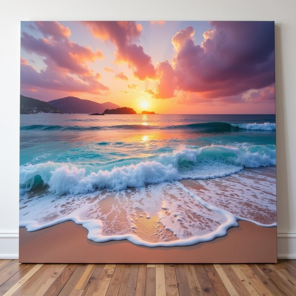 Beach Art Canvas Prints: Realistic Ocean Scene