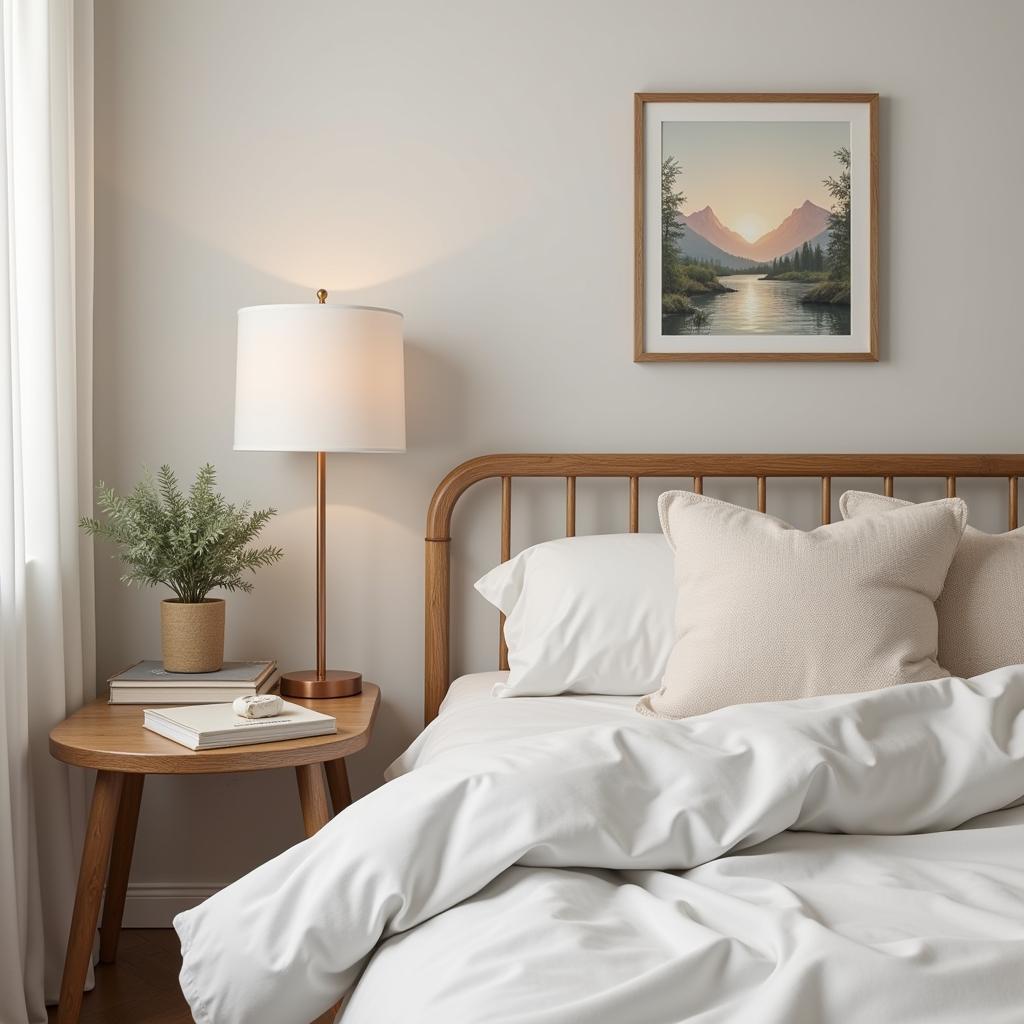 Serene Bedroom with Faith-Inspired Artwork