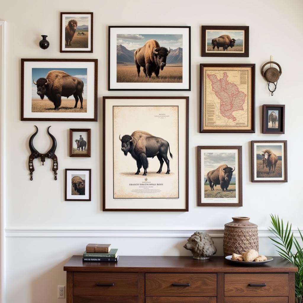 Bison Themed Gallery Wall in a Modern Home