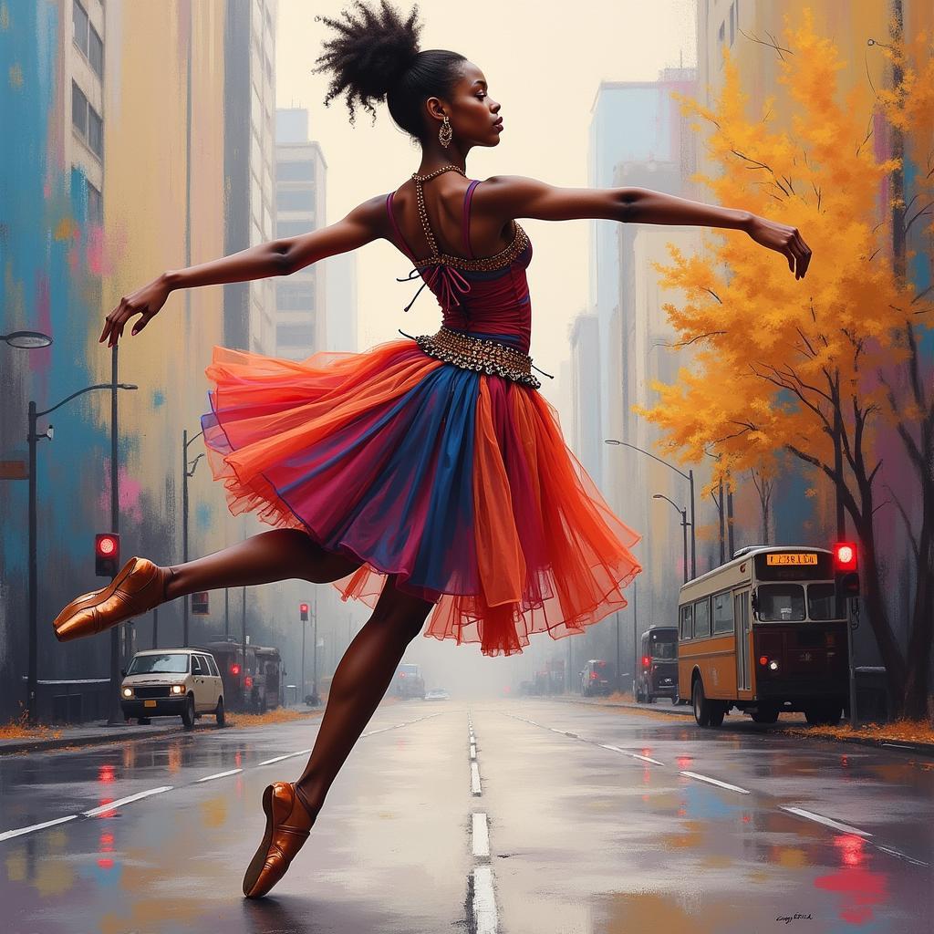 Black Ballerina Painting on Canvas