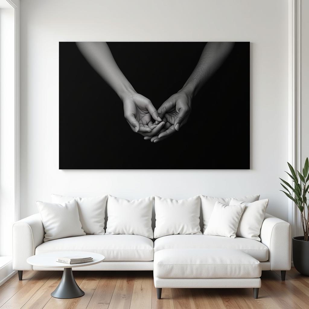 Black Love Art Canvas in a Minimalist Living Room