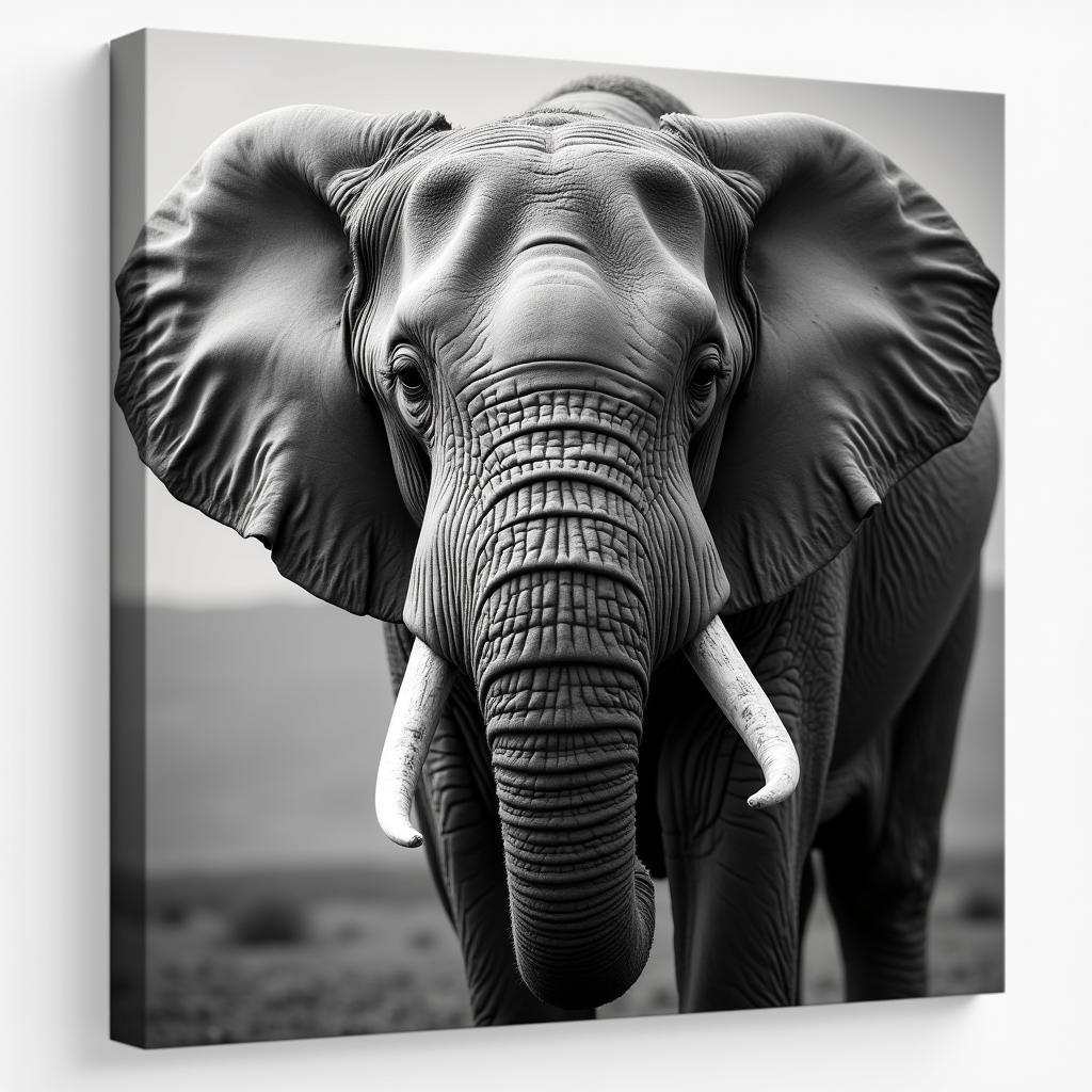 Black and White Elephant Wall Art Canvas Print