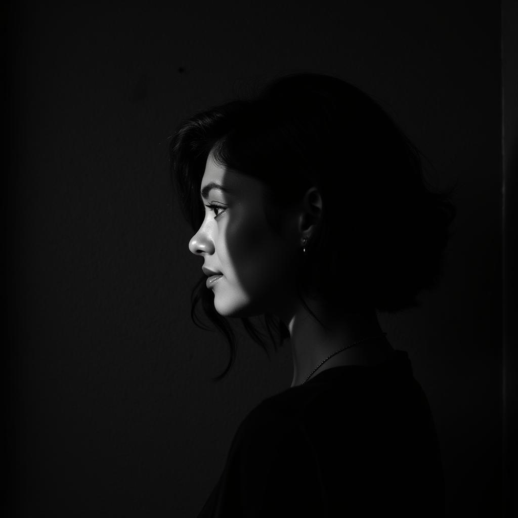 Black and White Photography: Female Portrait in Shadow and Light