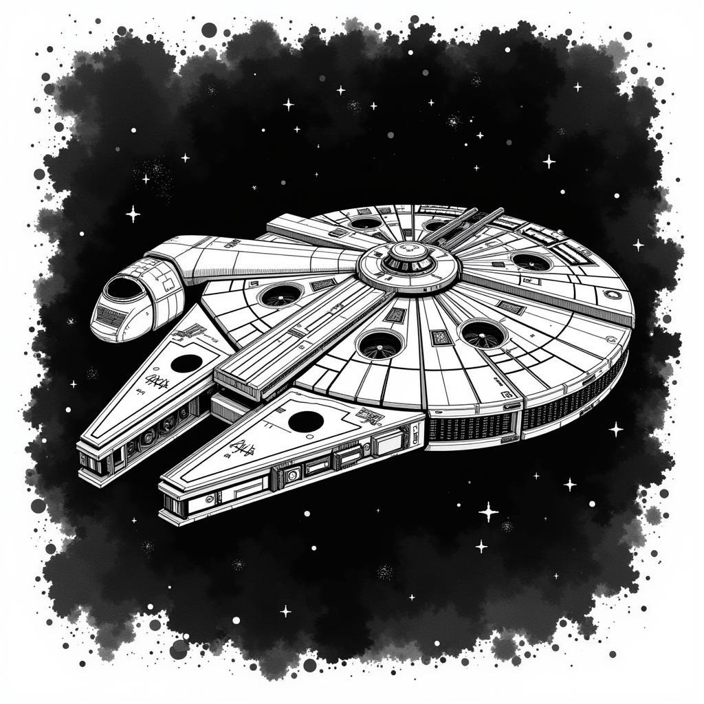 Millennium Falcon in Black and White