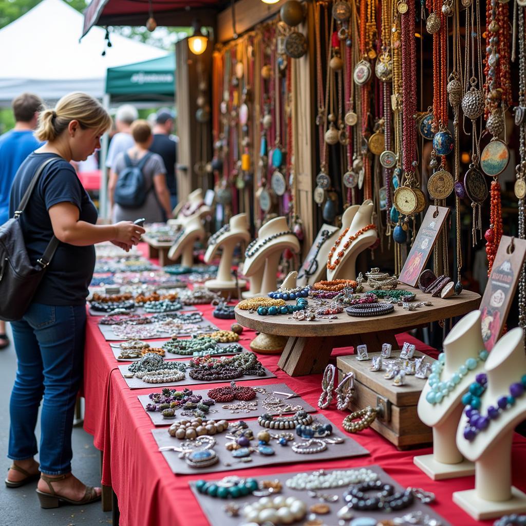 Handcrafted Jewelry Display at Blackstone Arts and Crafts Festival