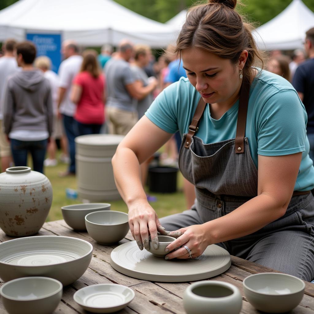 Pottery Demonstration at Blackstone Arts and Crafts Festival