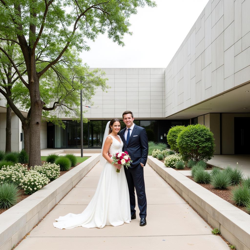 Blanton Museum Wedding Photography in the Courtyard