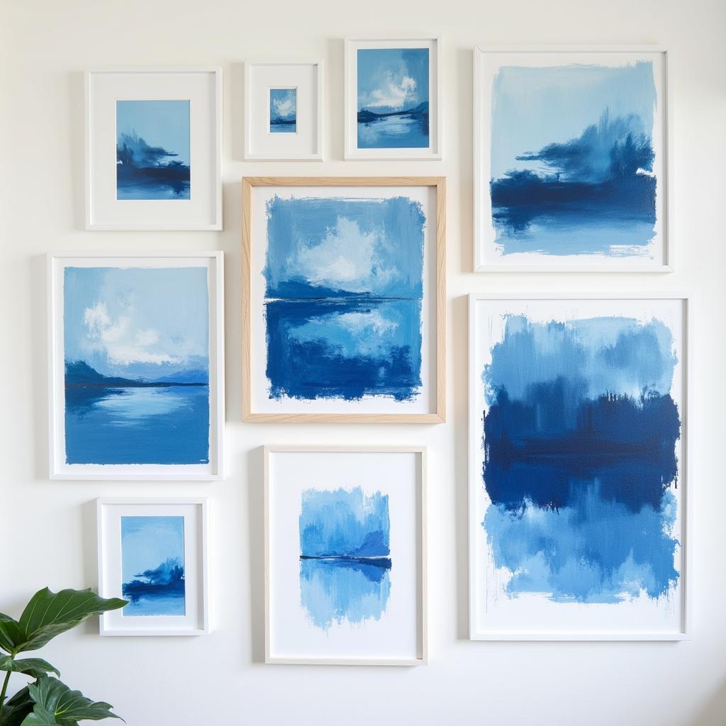 Blue Abstract Canvas Wall Art Gallery Wall