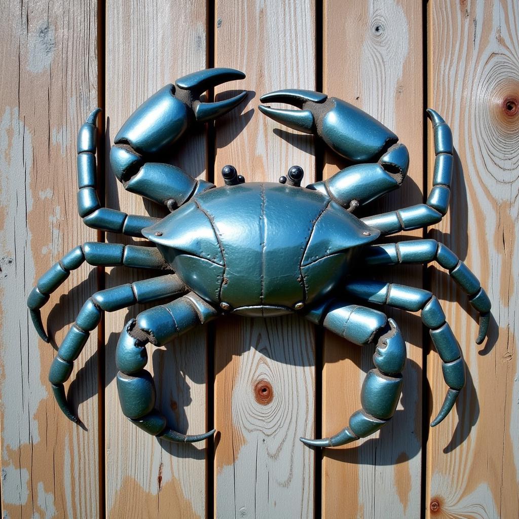 Blue Crab Metal Wall Art Sculpture