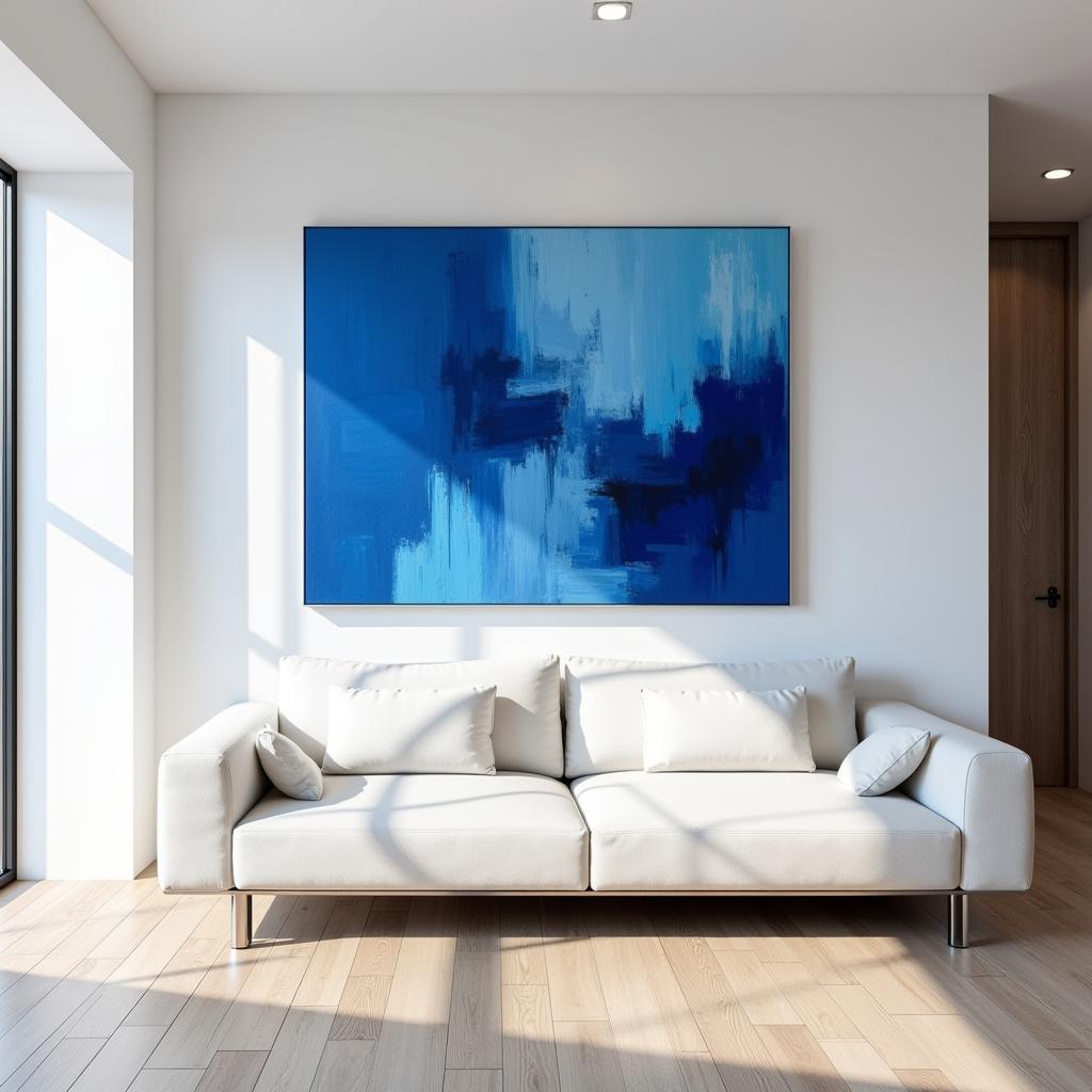 Blue Large Wall Art in a Living Room