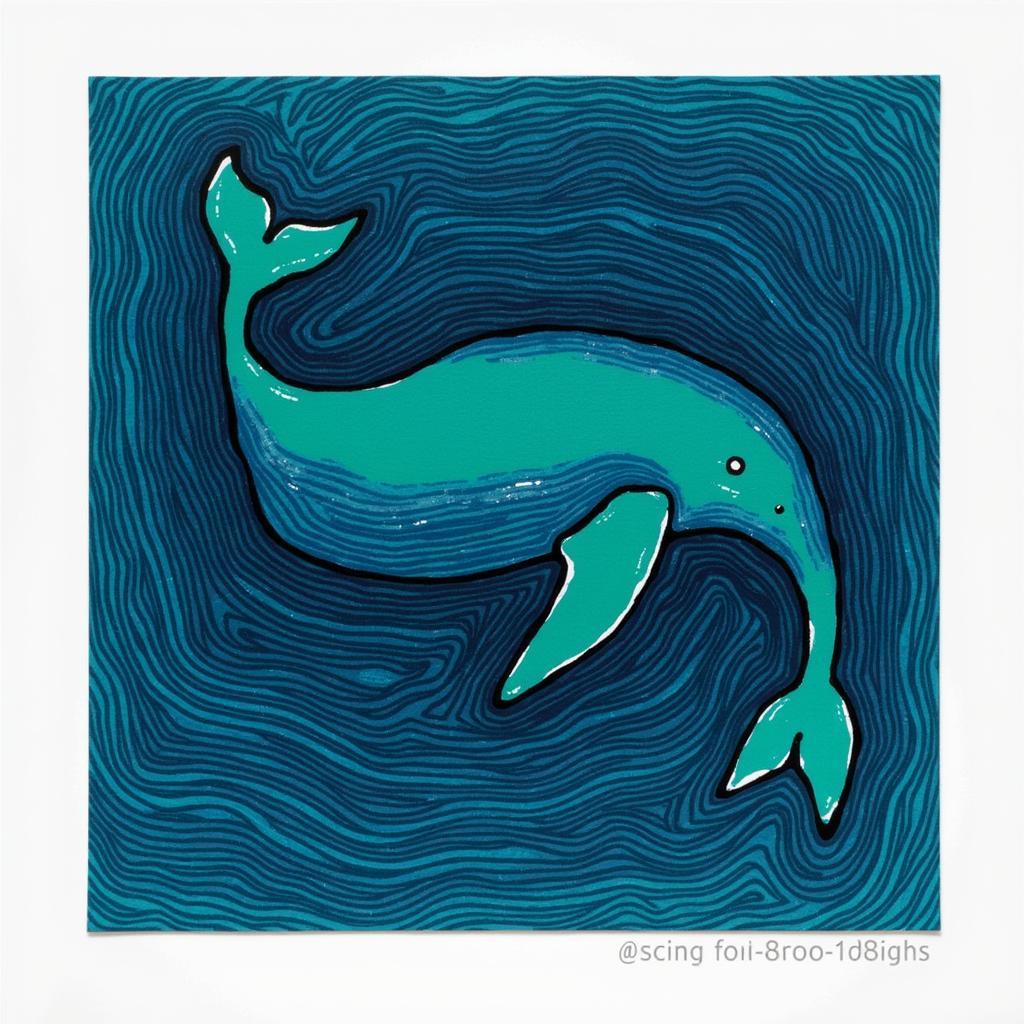 Abstract Blue Whale Print in Deep Ocean Hues