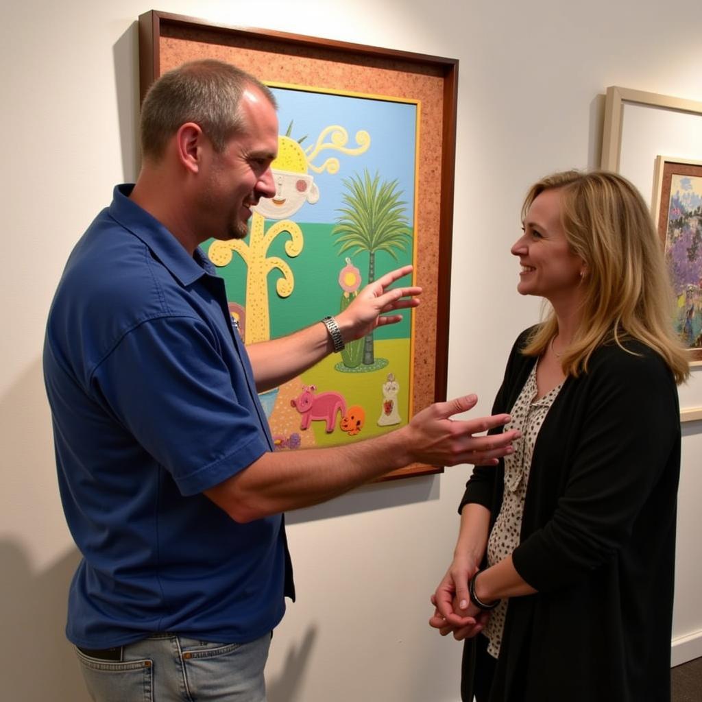 Artist and Visitor Interacting at Boca Fine Art Show