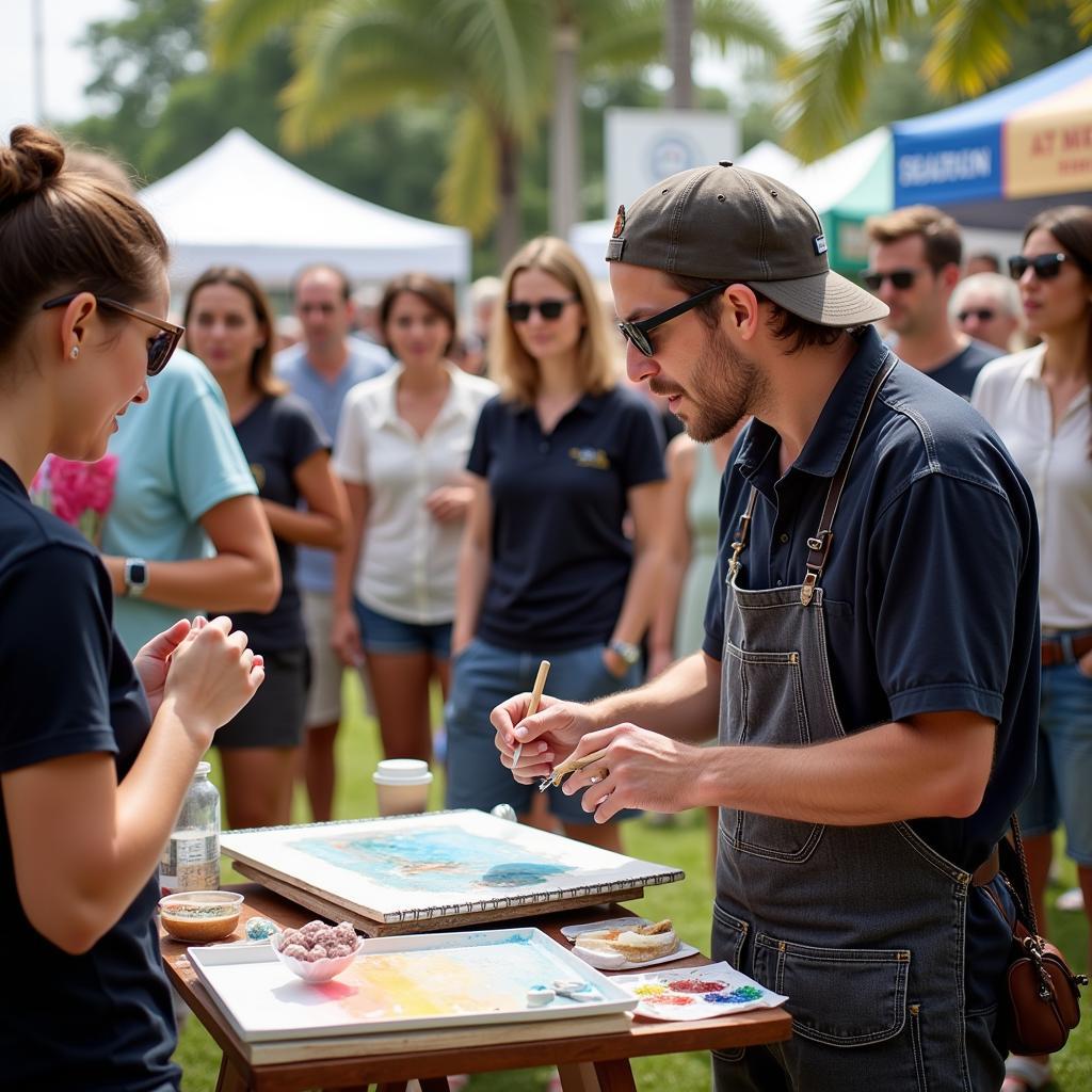 Artist Demonstrating Techniques at Boca Raton Museum Art Festival