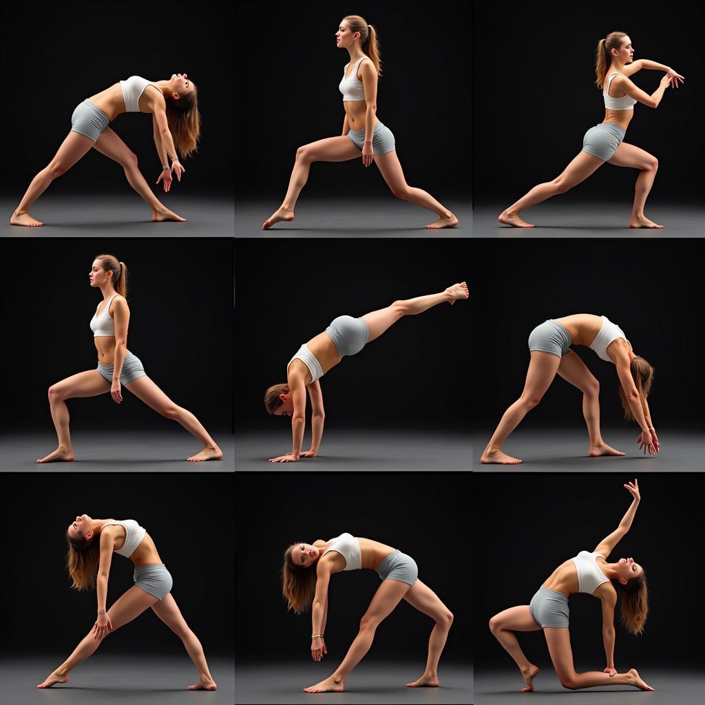 Yoga poses demonstrating body art fitness