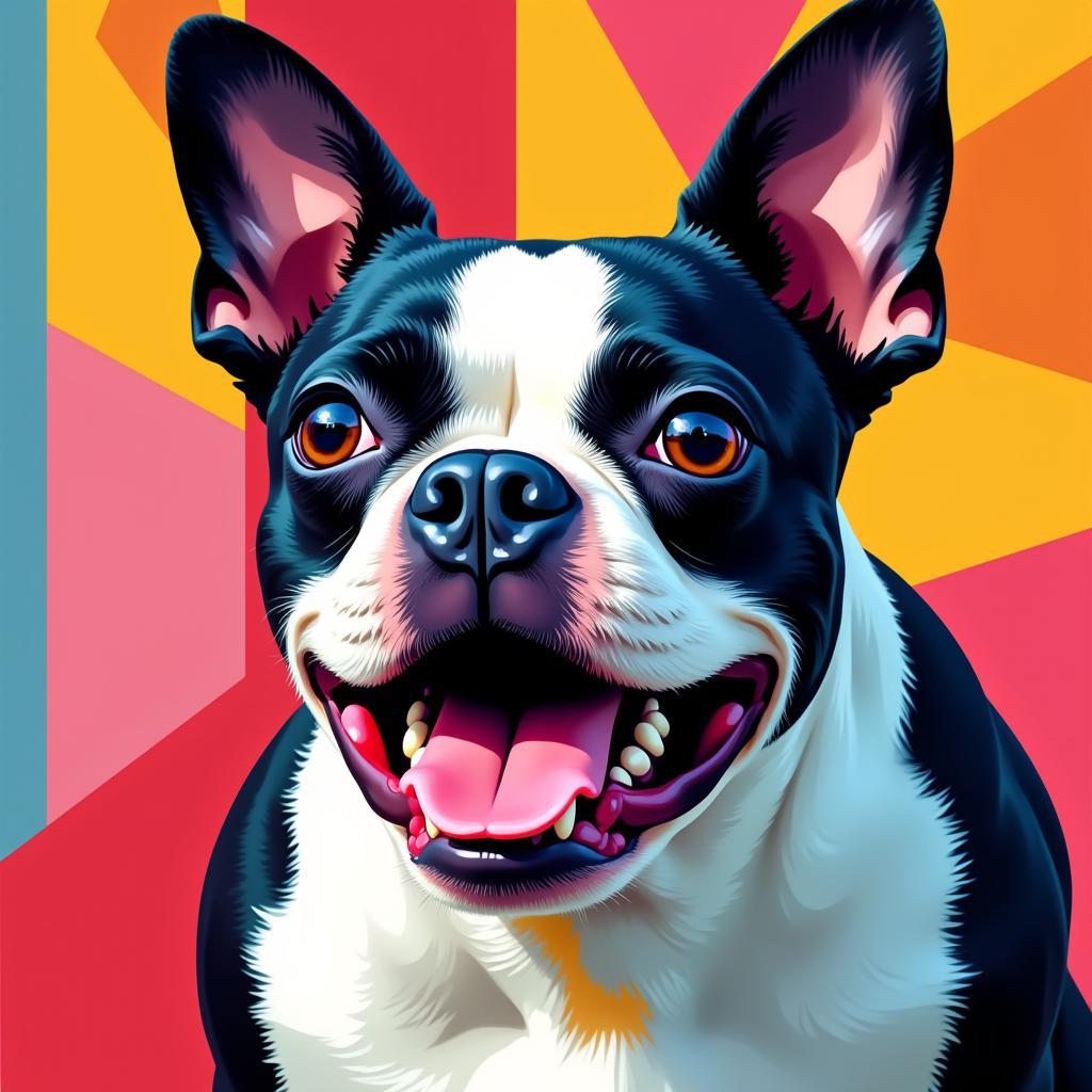 Boston Terrier Pop Art Colorful Background