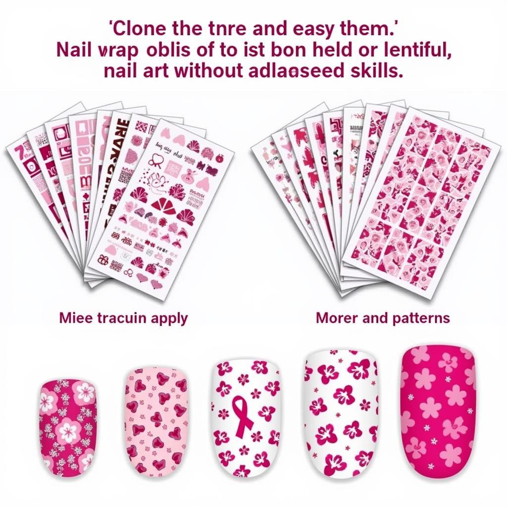 Easy Breast Cancer Awareness Nail Wraps and Stencils