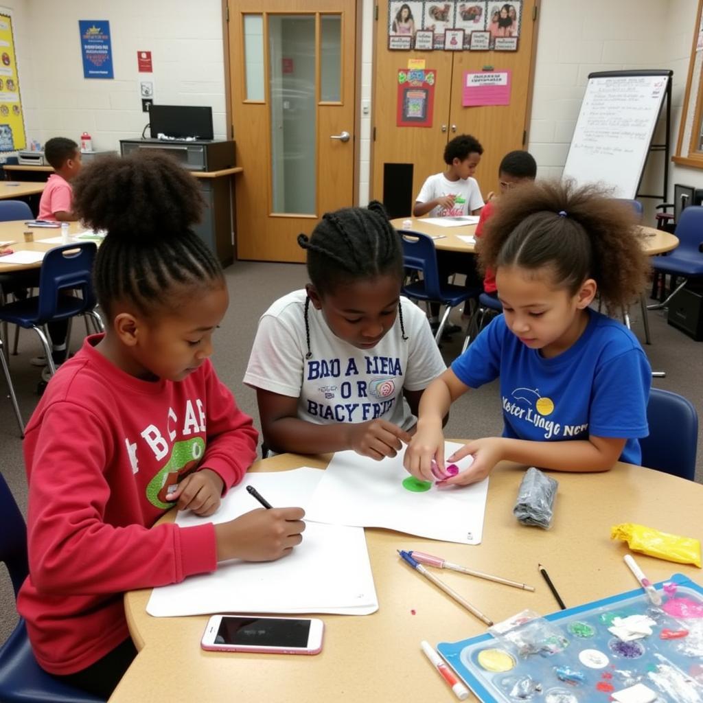 Students engaged in a collaborative project at BridgePrep Academy