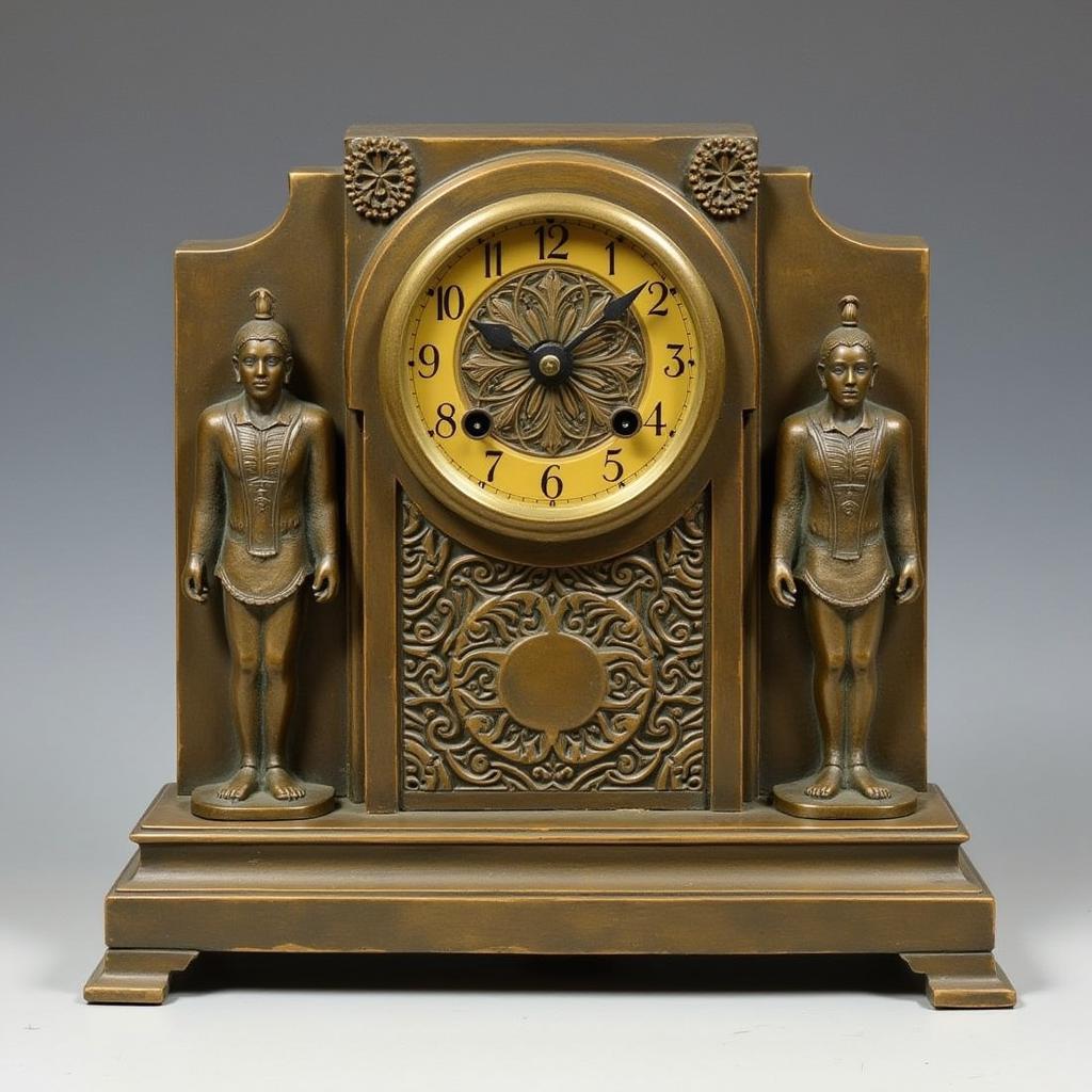 Bronze Art Deco Clock with Geometric Design: Functionality meets artistry.