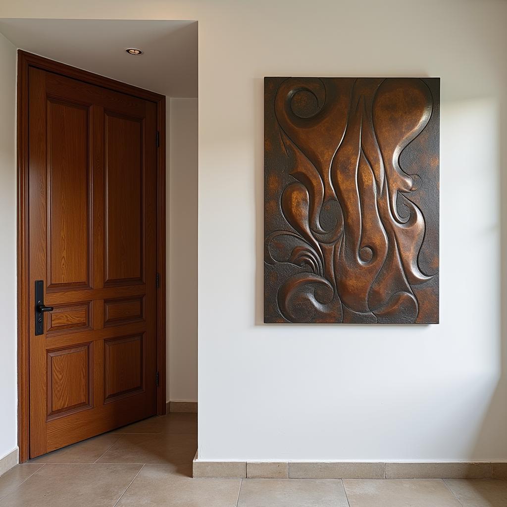 Bronze Wall Art Enhancing Home Entrance