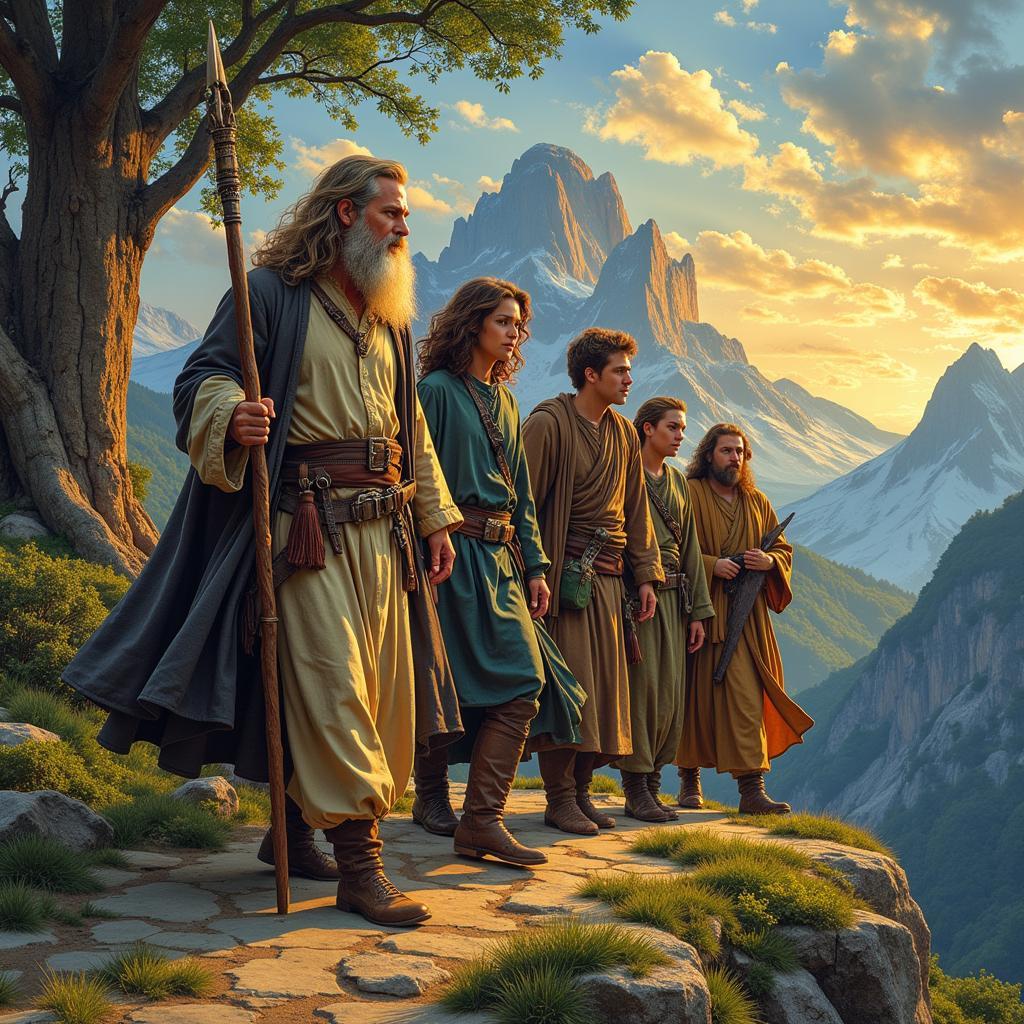 The Brothers Hildebrandt's iconic Lord of the Rings poster, featuring key characters and scenes.