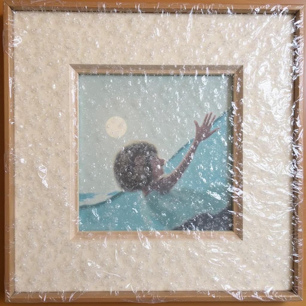 Bubble Wrap Bag Protecting a Painting: A painting carefully packaged in a bubble wrap bag, ready for shipping.