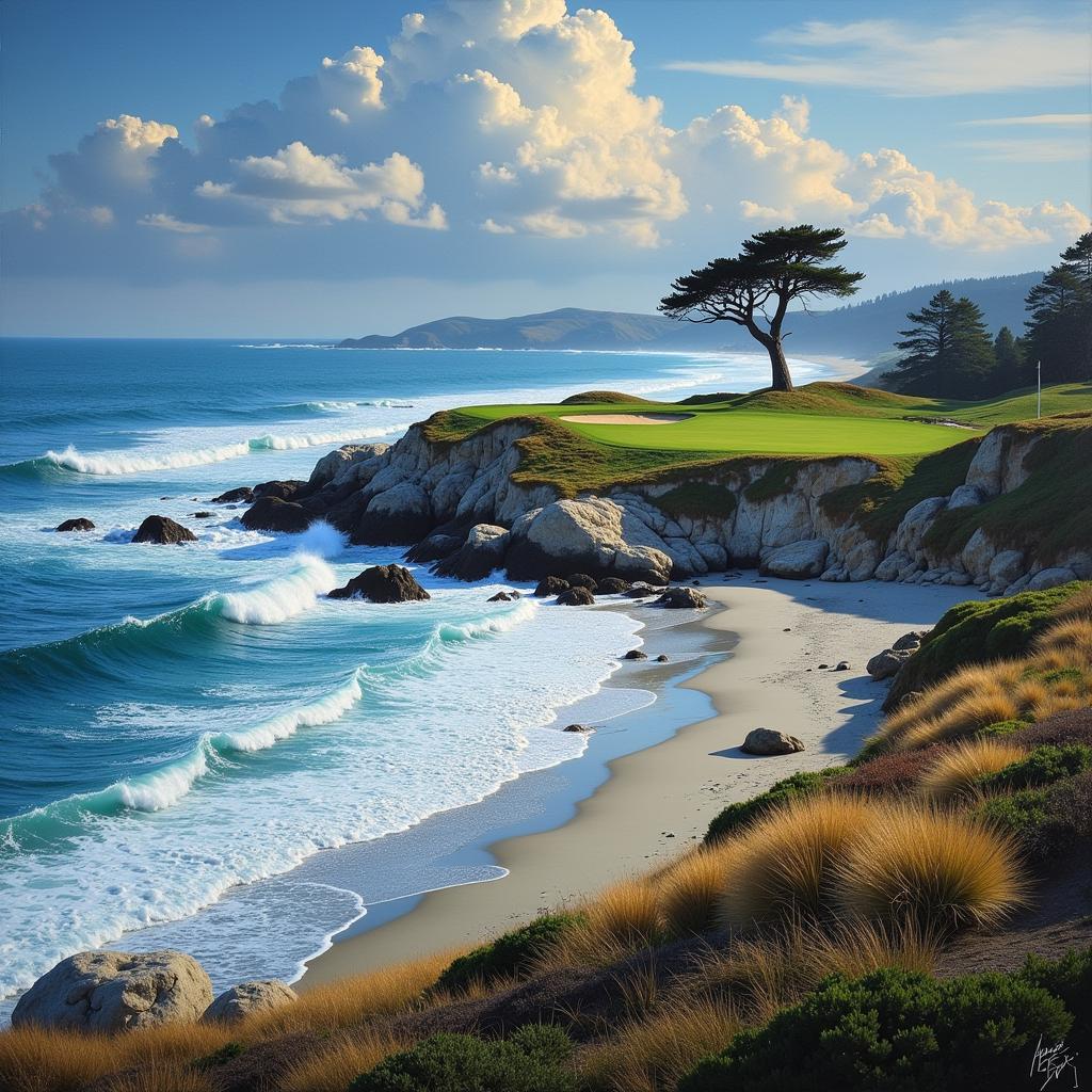 Bud Chapman Painting of Pebble Beach Golf Links