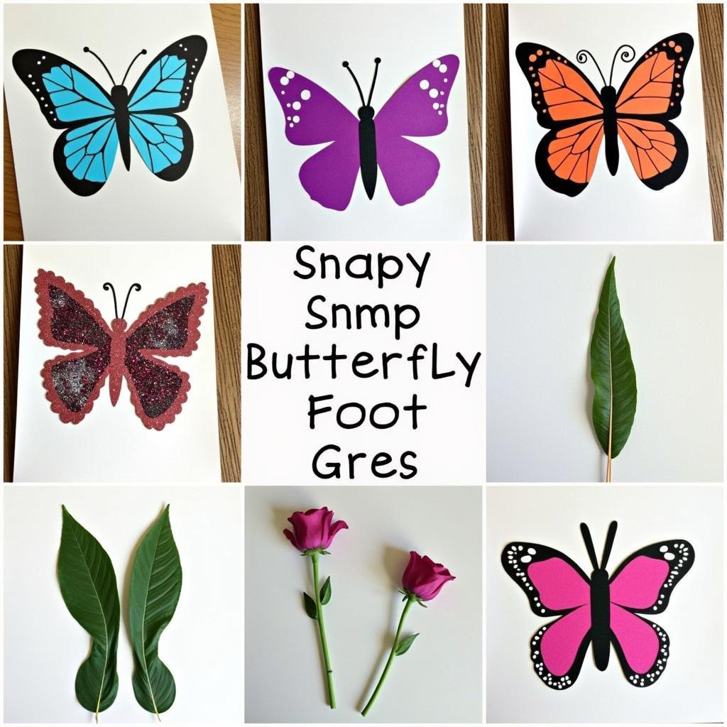 Butterfly Footprint Art with Various Color and Texture Combinations