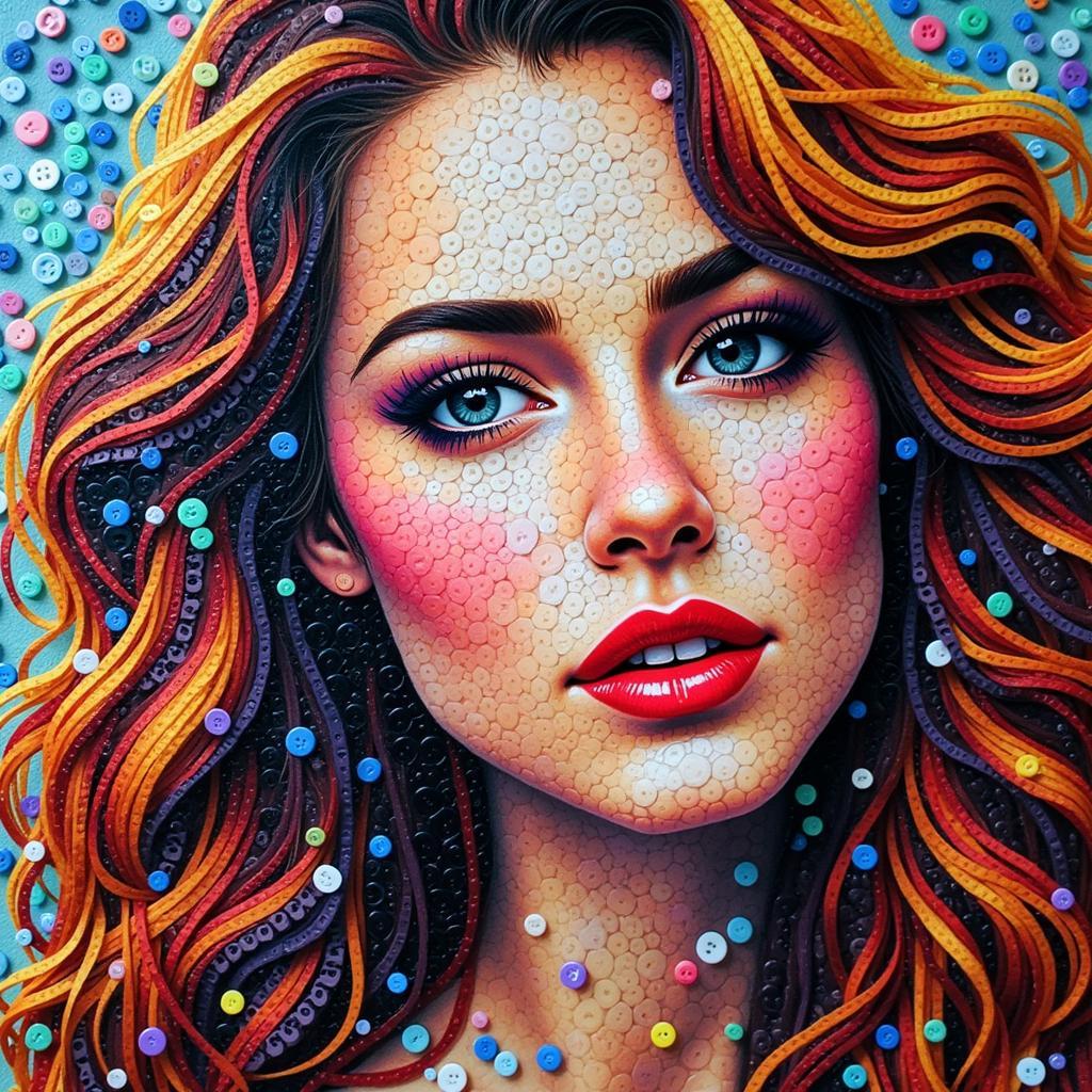 Buttons Art Mosaic Portrait