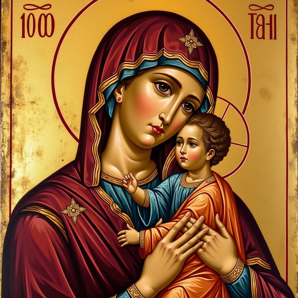 A Byzantine icon depicting the Virgin Mary and Child